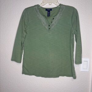 Chaps Green 3/4 Sleeve Blouse
